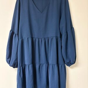 Teepee Blue Women's Dress with lantern sleeve